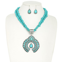 WESTERN TURQUOISE SQUASH BLOSSOM SET