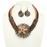 FLORAL WIRE NECKLACE EARRING SET