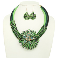 FLORAL WIRE NECKLACE EARRING SET