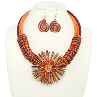 FLORAL WIRE NECKLACE EARRING SET