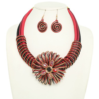 FLORAL WIRE NECKLACE EARRING SET