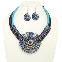 FLORAL WIRE NECKLACE EARRING SET