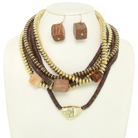 MULTISTRAND DISC BEAD PEARL NECKLACE SET