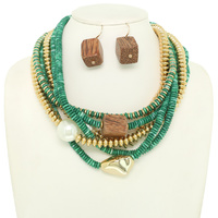 MULTISTRAND DISC BEAD PEARL NECKLACE SET