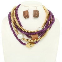 MULTISTRAND DISC BEAD PEARL NECKLACE SET