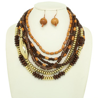 MULTI STRAND WOOD BEAD SET