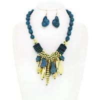 BEADED TEARDROP CLUSTER NECKLACE SET