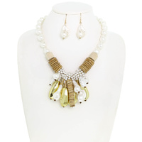 BEADED TEARDROP CLUSTER NECKLACE SET