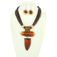 MARBLED SPIKE PENDANT NECKLACE SET