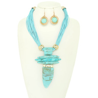 MARBLED SPIKE PENDANT NECKLACE SET