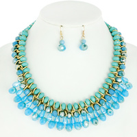 FASHION BEAD NECKLACE AND EARRINGS SET