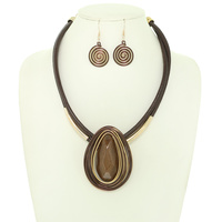 OVAL CABOCHON COIL CORD NECKLACE SET