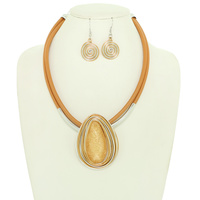 OVAL CABOCHON COIL CORD NECKLACE SET