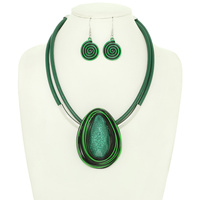 OVAL CABOCHON COIL CORD NECKLACE SET
