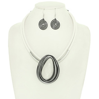 OVAL CABOCHON COIL CORD NECKLACE SET