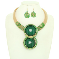 DOUBLE DISC CABOCHON MESH NECKLACE SET
