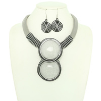 DOUBLE DISC CABOCHON MESH NECKLACE SET