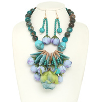 ACRYLIC BEAD FLOWER NECKLACE SET