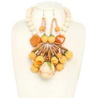 ACRYLIC BEAD FLOWER NECKLACE SET