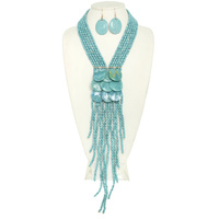PEARL FRINGE DRAPE NECKLACE SET