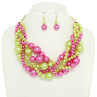 MULTI LAYER TWIST PEARL NECK/ER SET