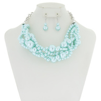 MULTI LAYER TWIST PEARL NECK/ER SET