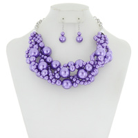 MULTI LAYER TWIST PEARL NECK/ER SET