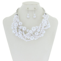 MULTI LAYER TWIST PEARL NECK/ER SET