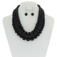 MULTI-STRAND PEARL BEAD NECKLACE SET