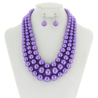 MULTI-STRAND PEARL BEAD NECKLACE SET