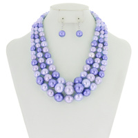 MULTI-STRAND PEARL BEAD NECKLACE SET