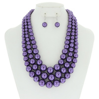 MULTI-STRAND PEARL BEAD NECKLACE SET