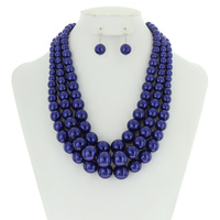 MULTI-STRAND PEARL BEAD NECKLACE SET