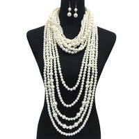 CHUNKY MULTI LAYER PEARL BIB NK/ER SET