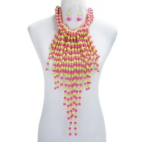 LARGE CHUNKY BEADED PEARL NECKLACE SET WATERFALL LOOK