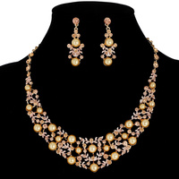 PEARL CLUSTER COLLAR NECKLACE AND EARRINGS SET