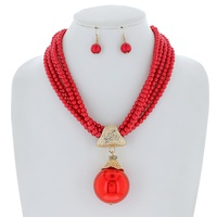 MULTI LINE PEARL NECKLACE W/ LRG PEARL PENDANT