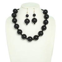 LARGE SIMULATED PEARL NECKLACE EARRING SET