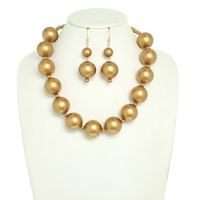 LARGE SIMULATED PEARL NECKLACE EARRING SET