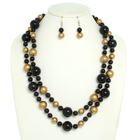 MULTI STRAND SIMULATED PEARL NECKLACE EARRING SET