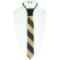 TWO TONE PEARL TIE NECKLACE AND EARRINGS SET