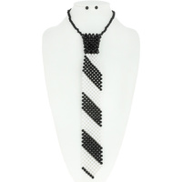 TWO TONE PEARL TIE NECKLACE AND EARRINGS SET