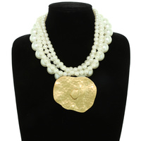 MULTI STRAND PEARL DISC NECKLACE