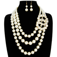 THREE STRAND PEAL NECKLACE & EARRING SET