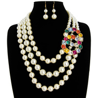 THREE STRAND PEAL NECKLACE & EARRING SET
