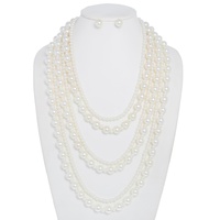 7 LINE PEARL MULTI STRAND NECKLACE EARRING SET
