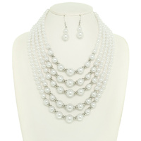 MULTI LAYERED PEARL NECKLACE SET