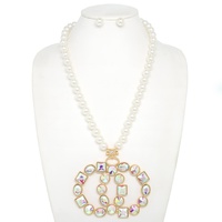 PEARL INTERLOCKING CIRCLE PENDANT NECKLACE SET