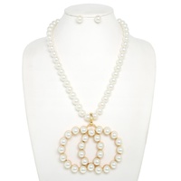 PEARL INTERLOCKING CIRCLE PENDANT NECKLACE SET