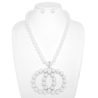PEARL INTERLOCKING CIRCLE PENDANT NECKLACE SET
